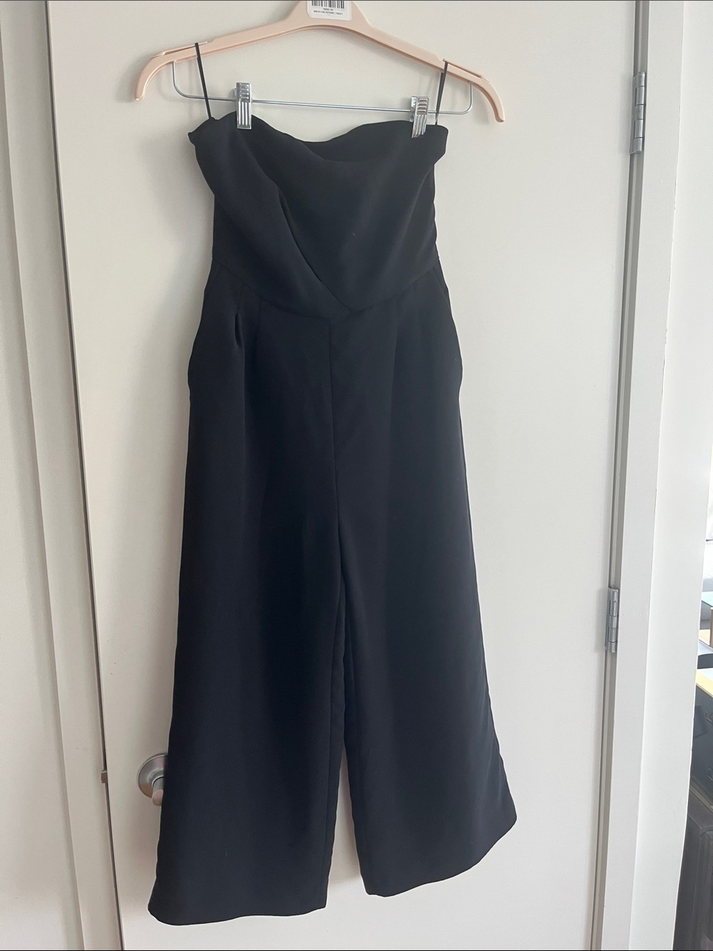 Trouve Black Strapless Wide-Leg Jumpsuit